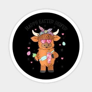 Easter Heifer Highland Cow Farm Easter Day Bunny Magnet